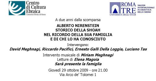 Serata in memoria di mio padre, Alberto Nirenstein - Fiamma Nirenstein Home page